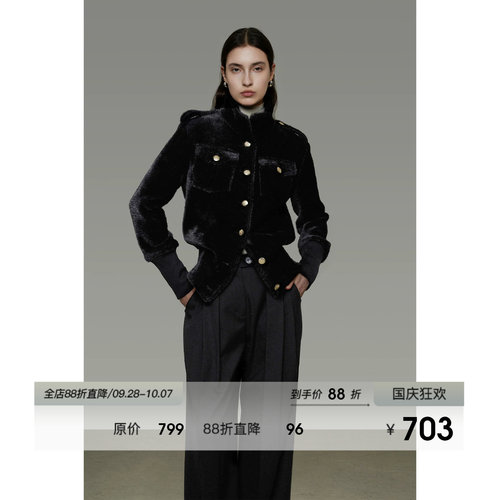 UNSPOKEN立领短款毛呢外套女冬季2026新款修身显瘦高级感呢子大衣