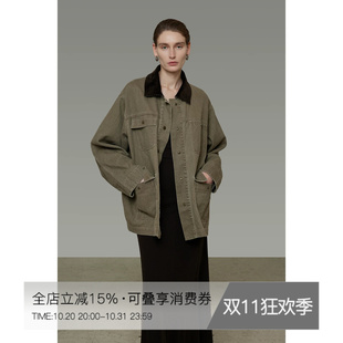 UNSPOKEN复古撞色牛仔外套女2026秋季新款设计感小众宽松休闲夹克