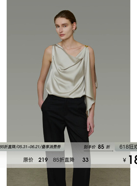 UNSPOKEN法式气质宽松显瘦荡领小众设计感飘带上衣女2026夏装新款