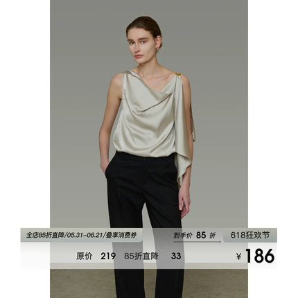 UNSPOKEN法式气质宽松显瘦荡领小众设计感飘带上衣女2026夏装新款