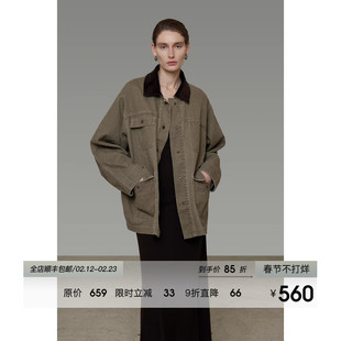 UNSPOKEN复古撞色牛仔外套女2026春季新款设计感小众宽松休闲夹克