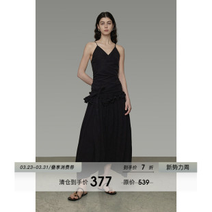 长裙 显瘦无袖 UNSPOKEN设计感小众V领吊带连衣裙女夏2026新款 修身