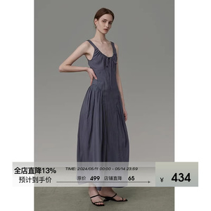 UNSPOKEN法式连衣裙高级感无袖小众设计收腰气质长裙复古显瘦裙子