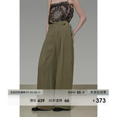 UNSPOKEN造型系带阔腿裤 子 宽松双褶裥垂坠感休闲裤 女夏季 2025新款