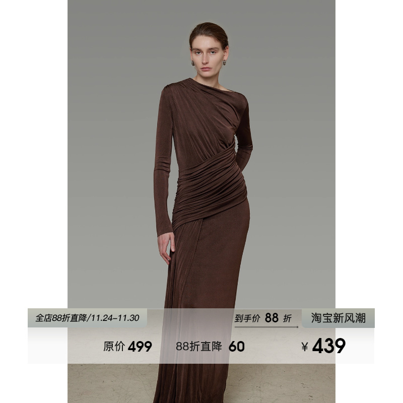 UNSPOKEN法式复古修身气质连衣裙