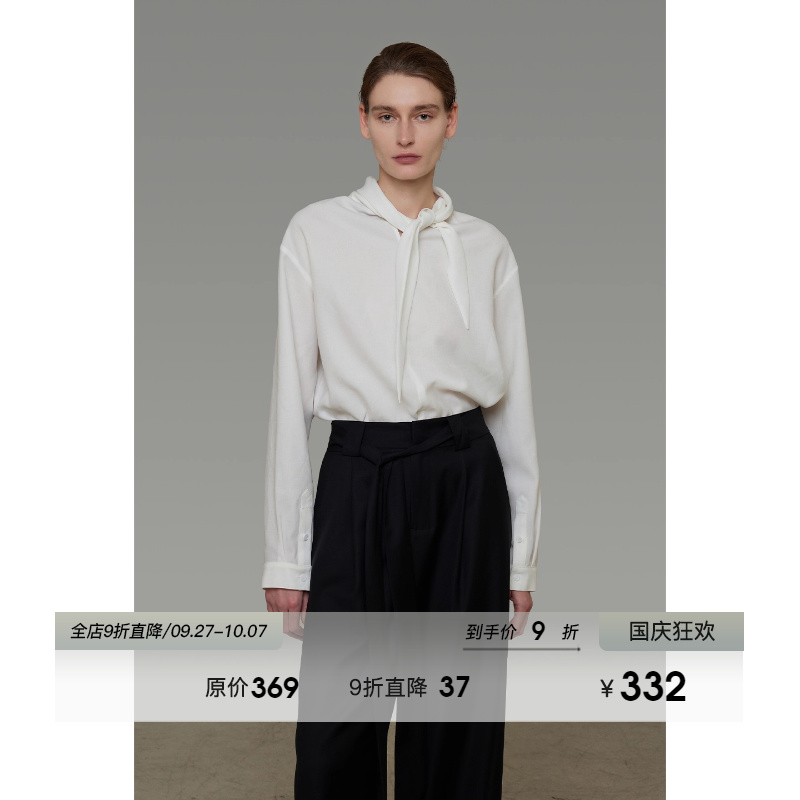 UNSPOKEN设计感领口系带衬衫