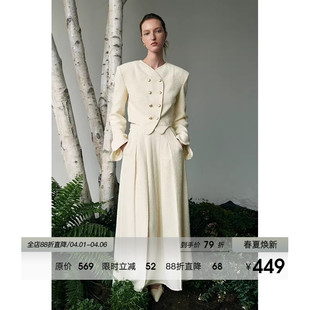 UNSPOKEN新中式 小香礼服短外套女宫廷风设计感小众白色半身裙套装