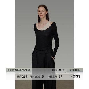 修身 新款 显瘦高级感两件套上衣 女2026春季 UNSPOKEN不对称针织衫