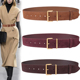 饰连衣裙子真皮宽皮带女款 棕色复古磨砂牛皮宽腰带女配大衣西装 装