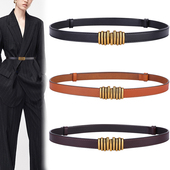 皮带女 外套收腰百搭时尚 真皮细腰带女装 饰大衣腰封配连衣裙子西装