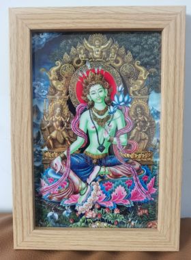 绿度母桌摆纽瓦力风格油画风唐卡图