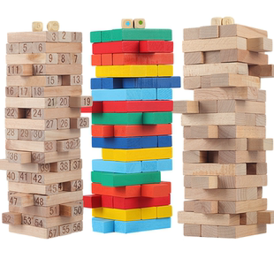 儿童叠叠高木质积木叠叠乐木制抽抽乐木头大号益智游戏男女生玩具