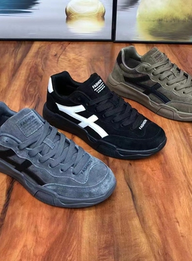 男鞋2025新款男士百搭防滑软底皮面系带休闲鞋透气舒适韩版运动鞋