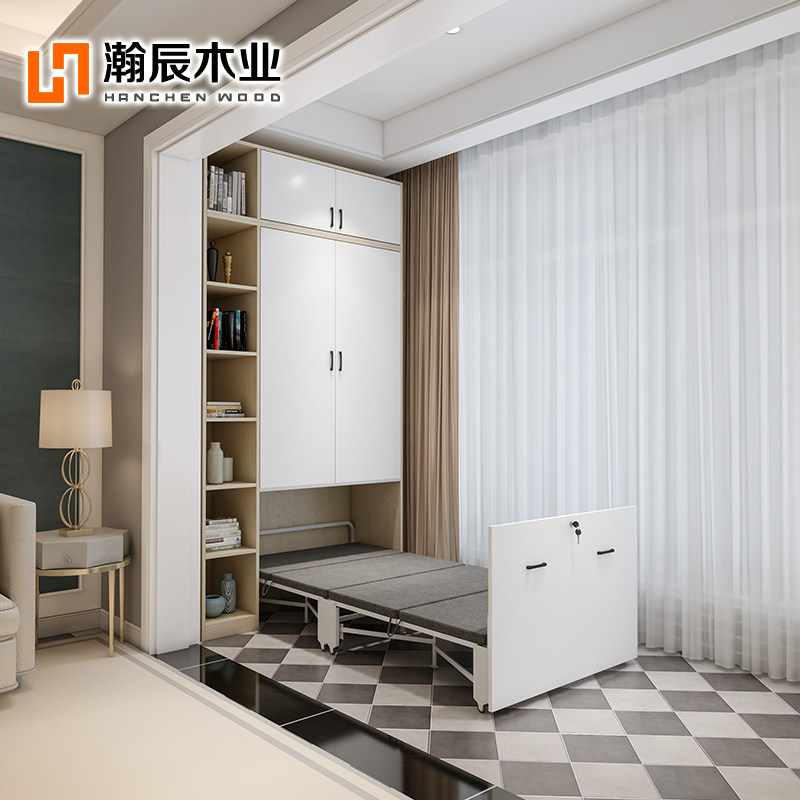 小户型阳台折叠床柜一体家用可伸缩墙壁收纳床抽拉式隐形床可定制