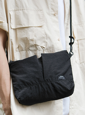 sobag日系黑色街头潮流尼龙斜挎布包男轻便文艺防泼水单肩小方包