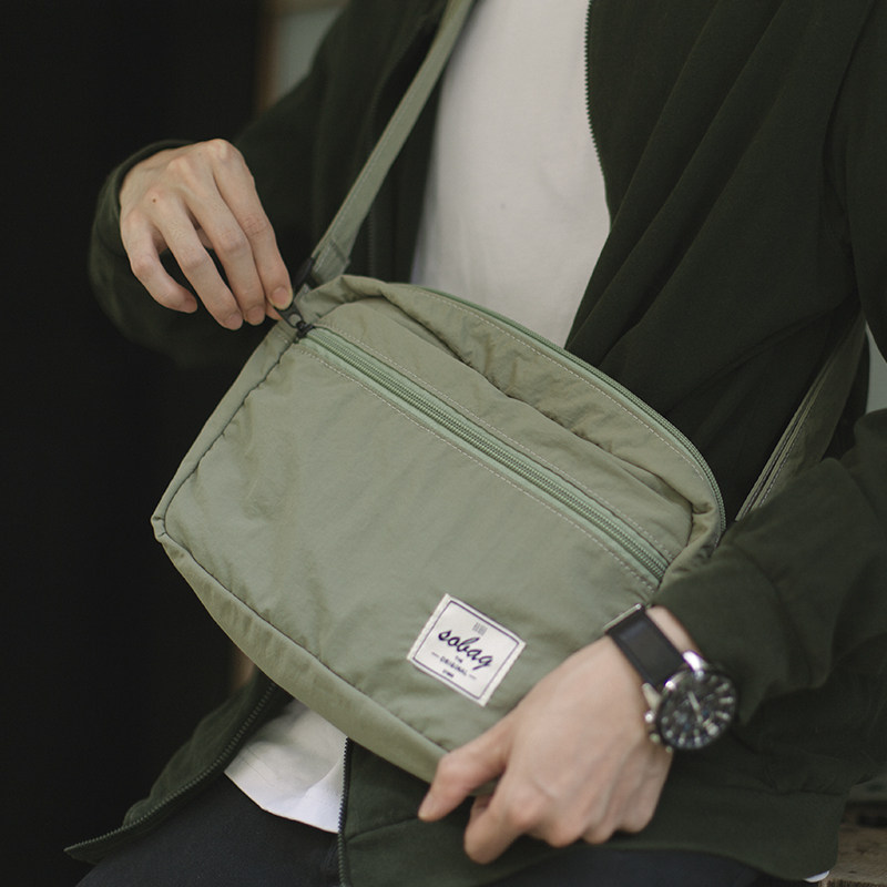 sobag纯色轻便日系斜挎通勤小方包男休闲文艺防泼水尼龙单肩布包