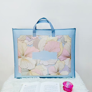 无纺布背面透明拉链款夏凉被包装袋家纺手提袋覆膜礼品袋可定制