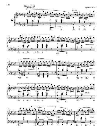 肖邦练习曲Op.10 Nr.5 钢琴独奏谱-电子版乐谱高清原版-电子谱