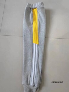 新款浅灰校服裤子上黄条下两条白春秋冬夏四季学生男女纯棉运动裤
