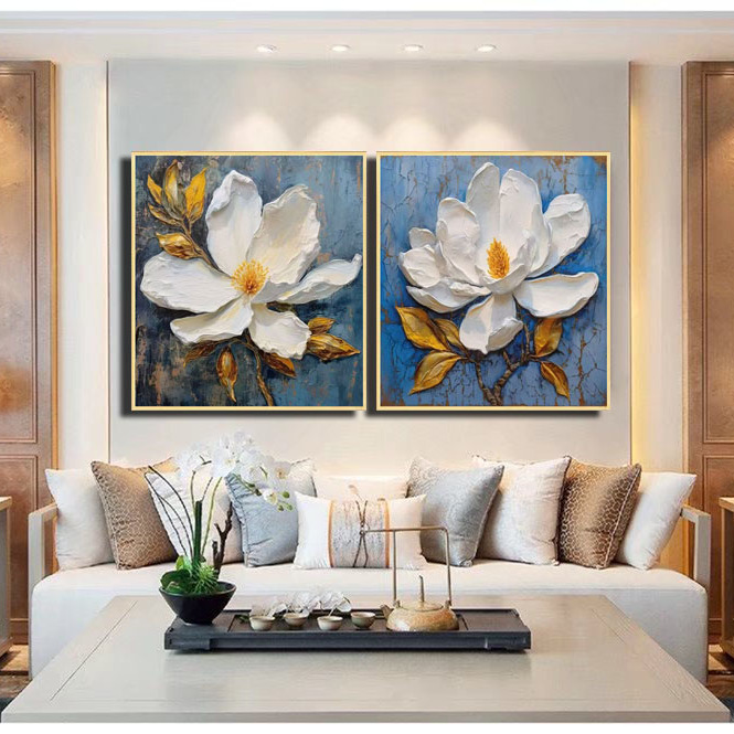 精品花卉高端轻奢入户玄关装饰画过道挂画走廊现代简约奶油风餐厅图片