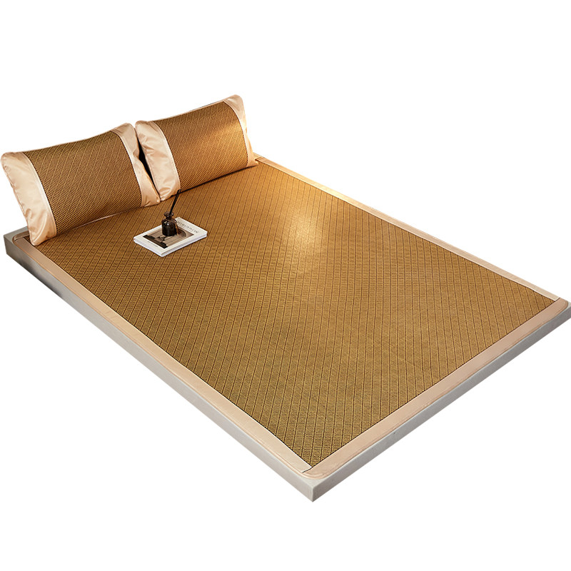 HIGH-GRADE MAT RATTAN MAT THREE-PIECE SET OF THICKENED FOLDABLE 1.5M1.35 SINGLE STUDENT STRAW MAT IN SUMMER