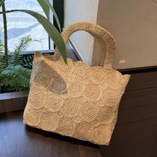 拉菲草手工编织手提包女百搭简约度假风海边草编包出游托特包 夏季