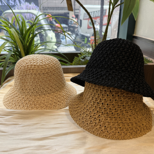 夏季 复古遮阳凉帽透气百搭渔夫帽防晒出游凉帽水桶 镂空盆帽女时尚