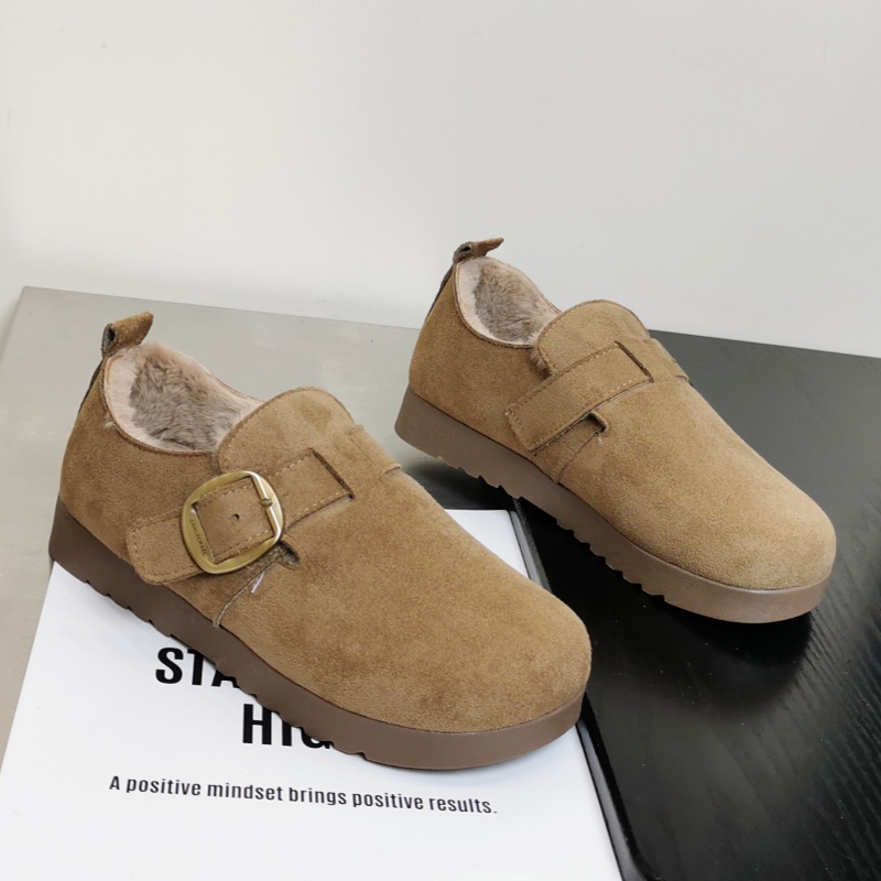 复古全包勃肯鞋加绒棉鞋豆豆鞋女