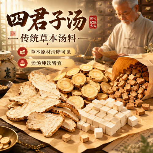 正品四君子汤传统中药材调理养生祛湿党参茯苓白术甘草养胃NO5