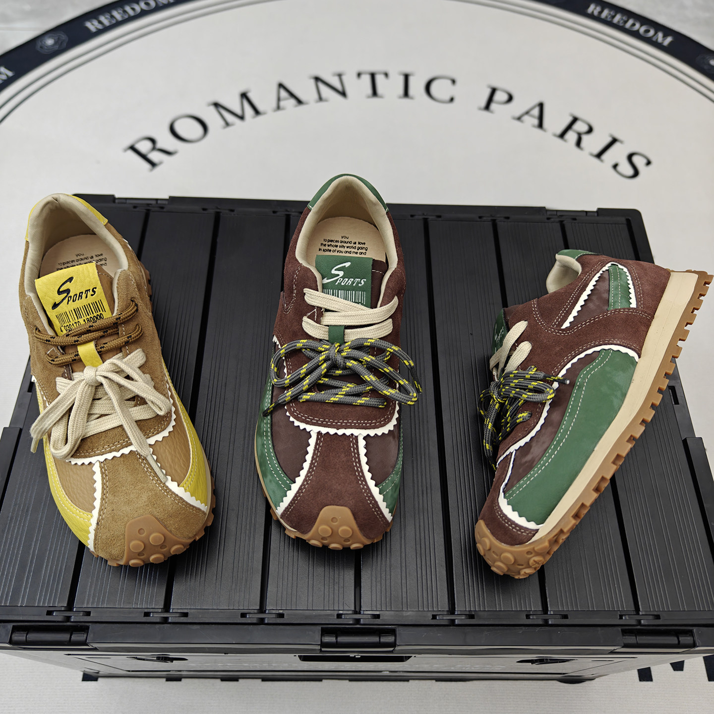 真皮复古拼色丑萌翘头德训鞋女2026新款双鞋带厚底休闲运动阿甘鞋,女鞋,德训鞋,淘宝优惠券,粉丝福利购,淘宝优惠卷