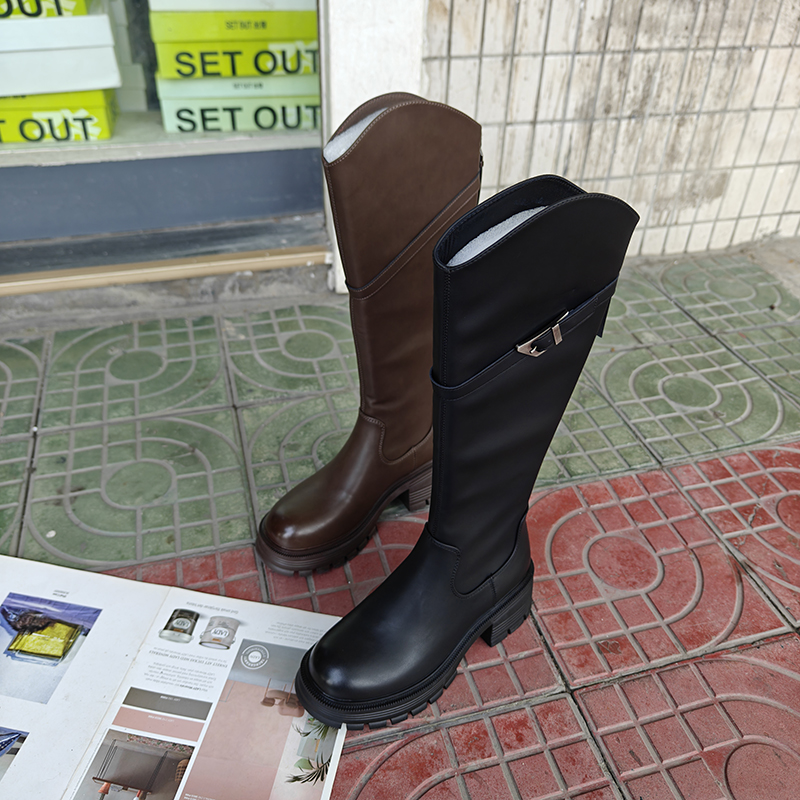 复古厚底长靴不过膝骑士靴长筒靴