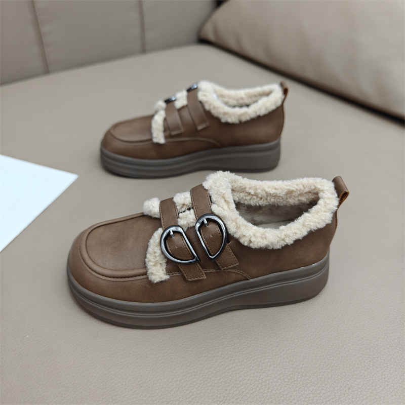 真皮勃肯鞋女毛毛鞋外穿保暖棉鞋