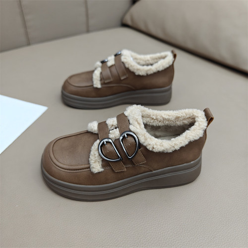 真皮勃肯鞋女毛毛鞋外穿保暖棉鞋