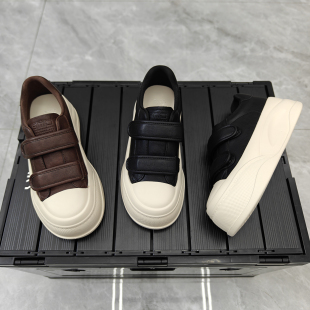 魔术贴真皮小白鞋女鞋2026年爆款复古时尚厚底超轻便运动休闲板鞋