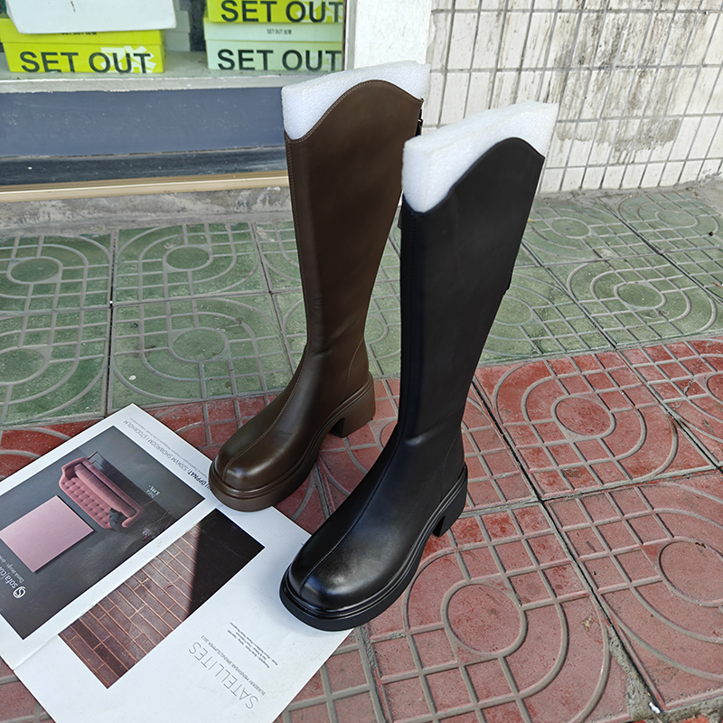 切尔西长筒靴高跟靴不过膝骑士靴