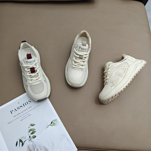 真皮老爹鞋软底轻便运动鞋小白鞋