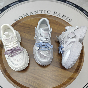 带增高厚底休闲运动鞋 港风超火炸街水钻老爹鞋 双鞋 韩版 女2026新款