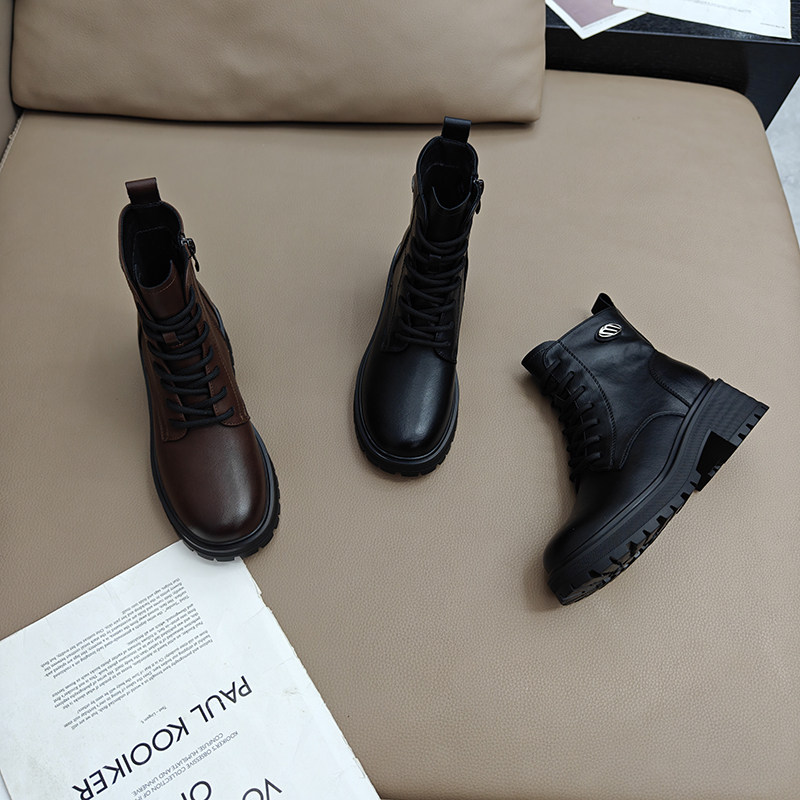 厚底马丁靴女英伦风短靴子2025新款秋冬爆款时尚系带瘦瘦靴机车靴