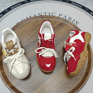 厚底增高德训鞋女2026新款百搭复古网面时髦双鞋带休闲运动阿甘鞋