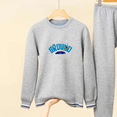 青少年男士加绒加厚保暖内衣套装