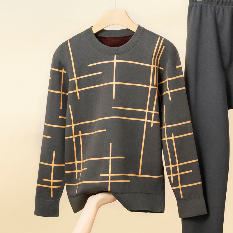 贴身领域加绒加厚保暖内衣男士套装可外穿青少年冬季保暖衣男