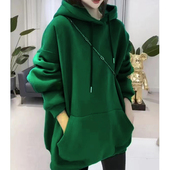 连帽卫衣女秋冬加绒大码 oversize宽松显瘦ins潮加厚美式 情侣外套