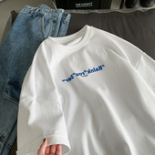 纯棉小众情侣上衣夏季 t恤女ins胖mm显瘦短袖 潮牌vintage大码 美式