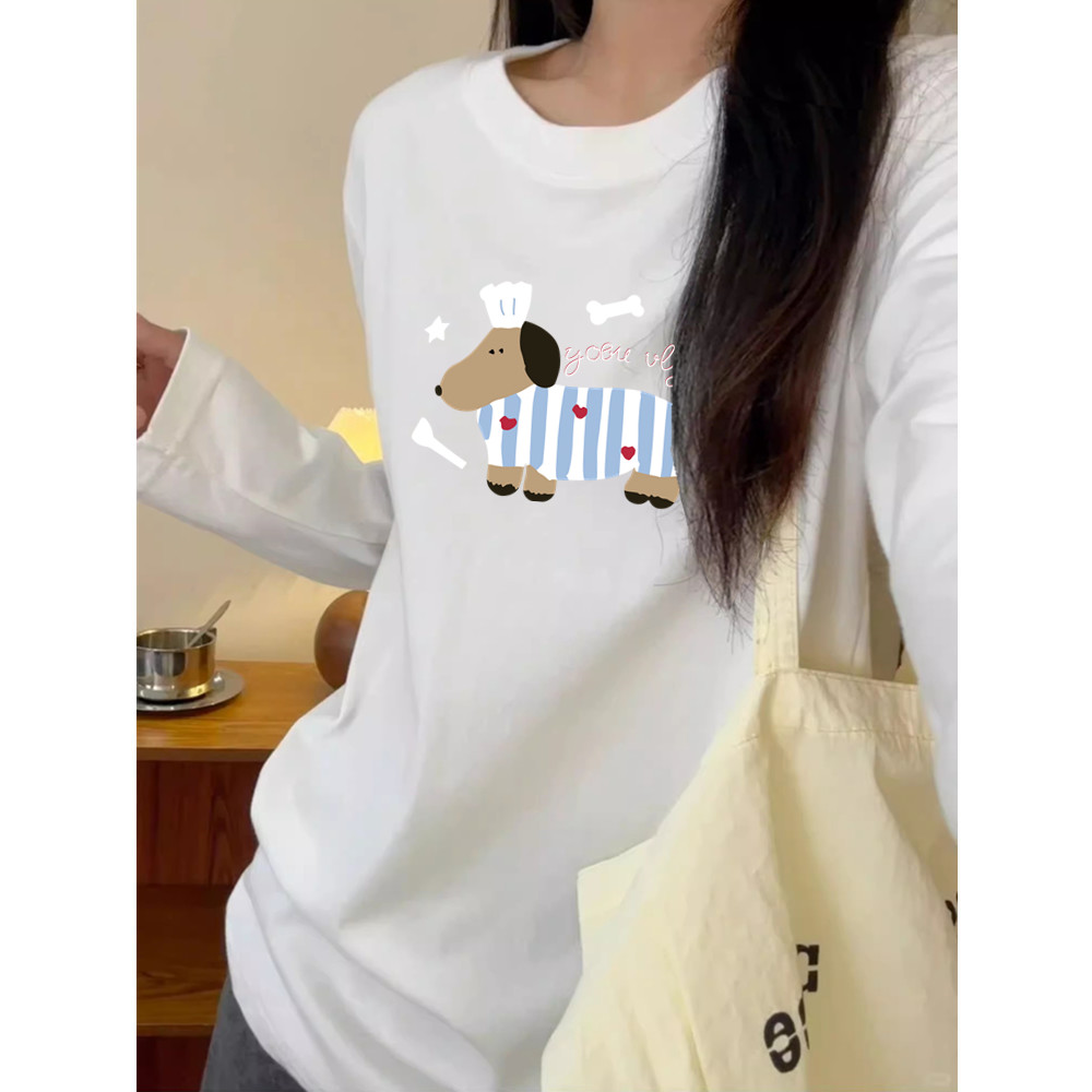 白色长袖适合胖mm的正肩t恤内搭