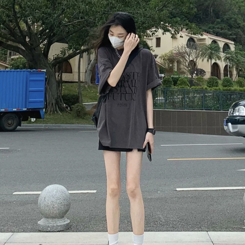 胖mm韩版oversize别致短袖上衣图片