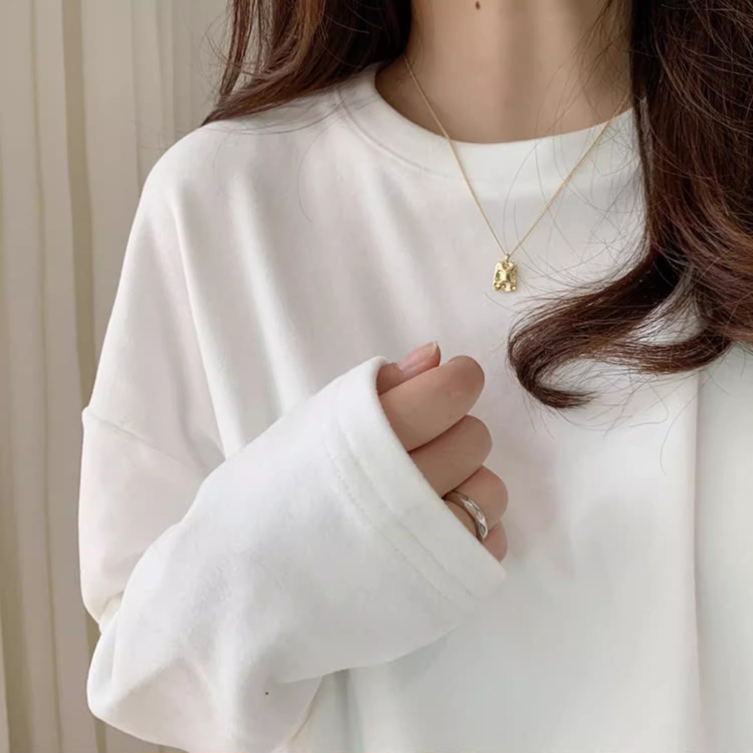 oversize加绒叠穿打底上衣女内搭