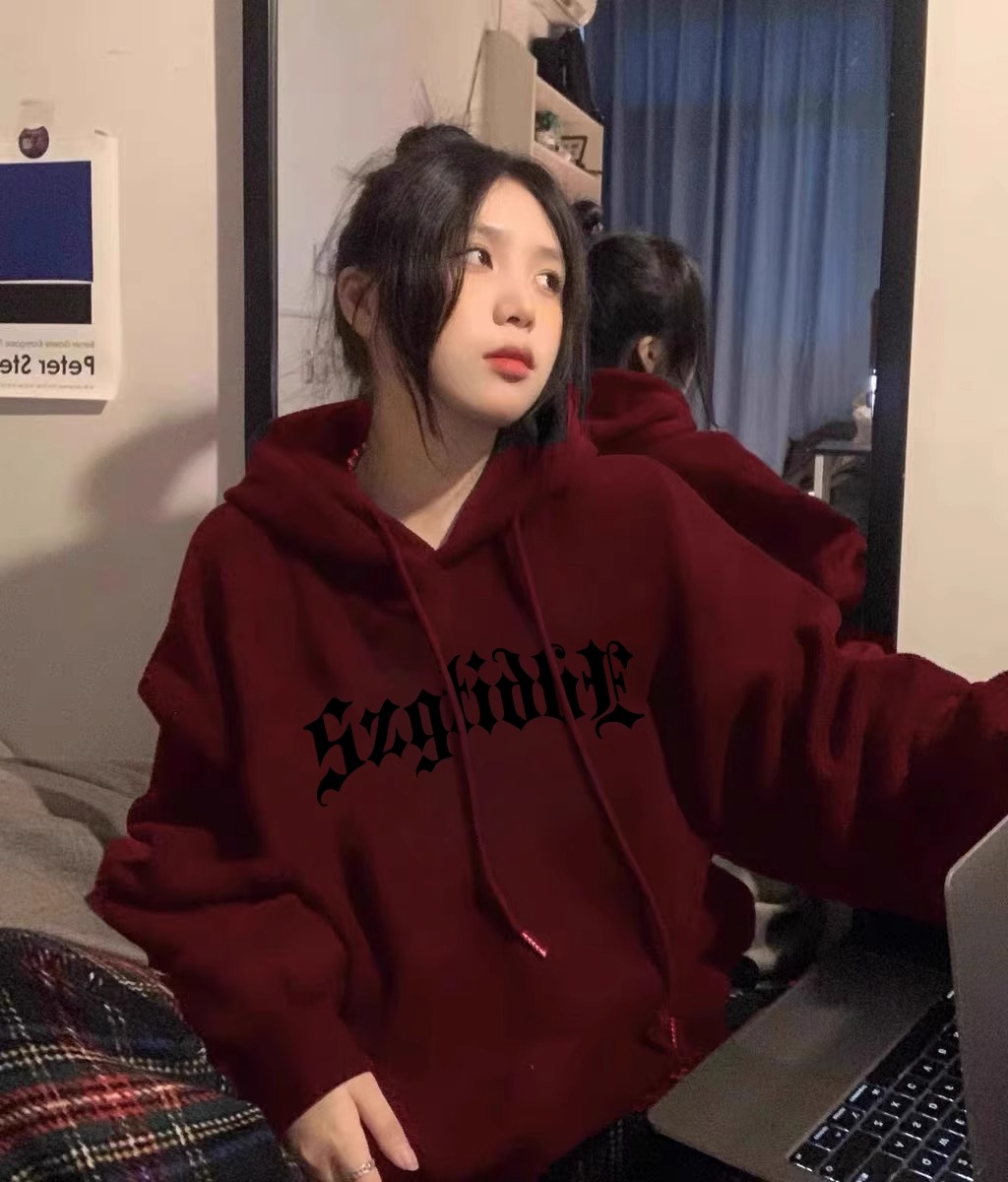 美式慵懒风加绒卫衣ins宽松