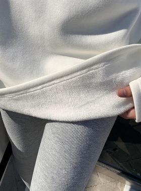 chic韩系大码高级感加绒长袖t恤女ins潮秋冬季百搭白色打底衫上衣