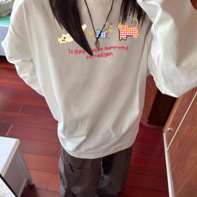大码独特超好看的情侣长袖t恤女