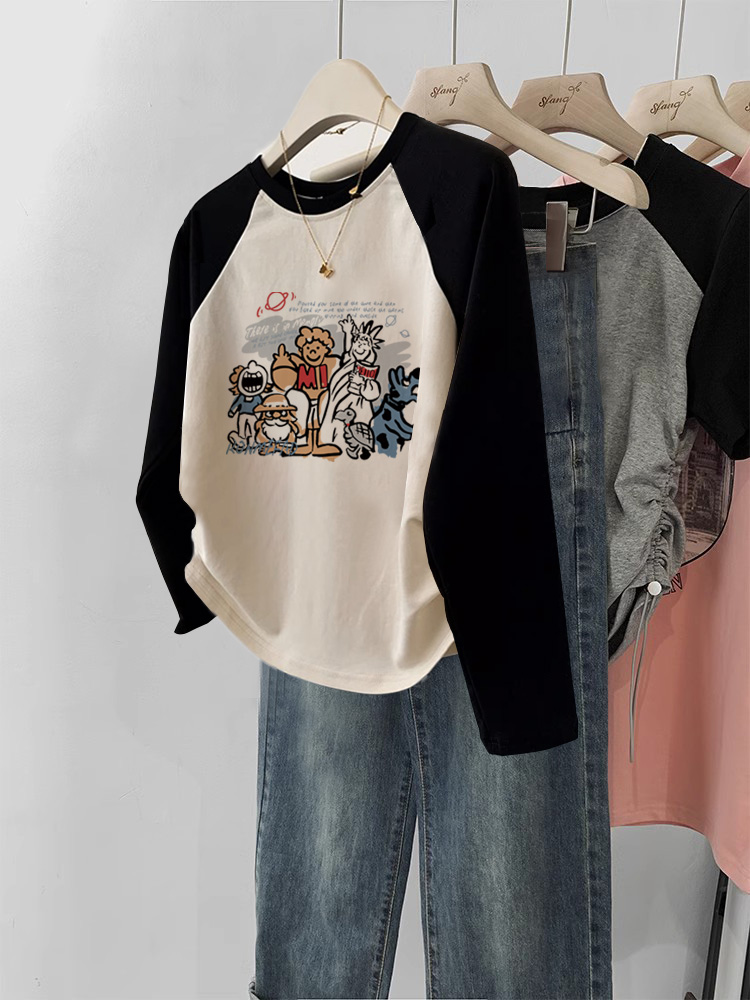 复古chic插肩打底衫设计感长袖